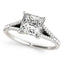 Bague de fiançailles en diamant à taille princesse en or blanc 14 carats avec shank divisé