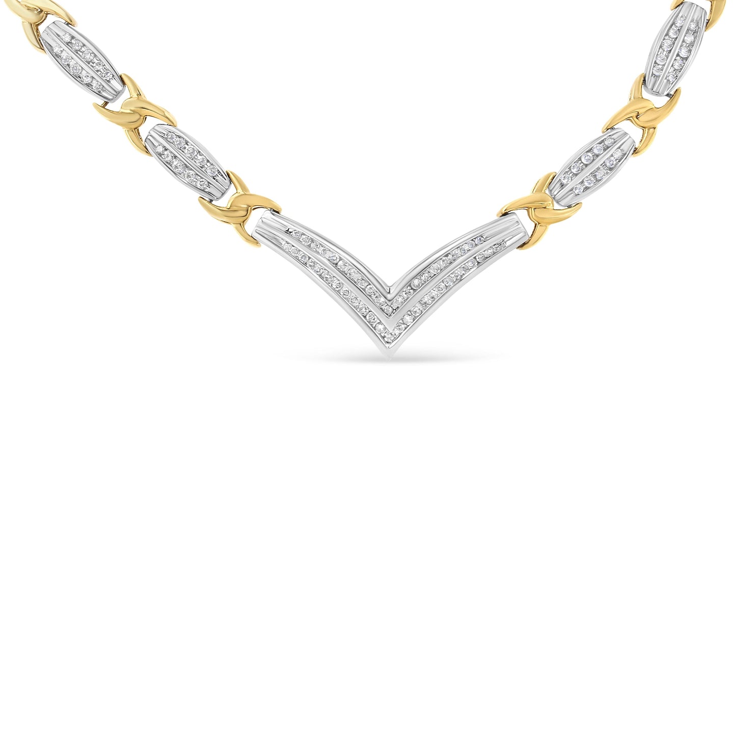 Collier Déclaration en Diamant en Or 10K en Forme de V - 1,0 Cttw