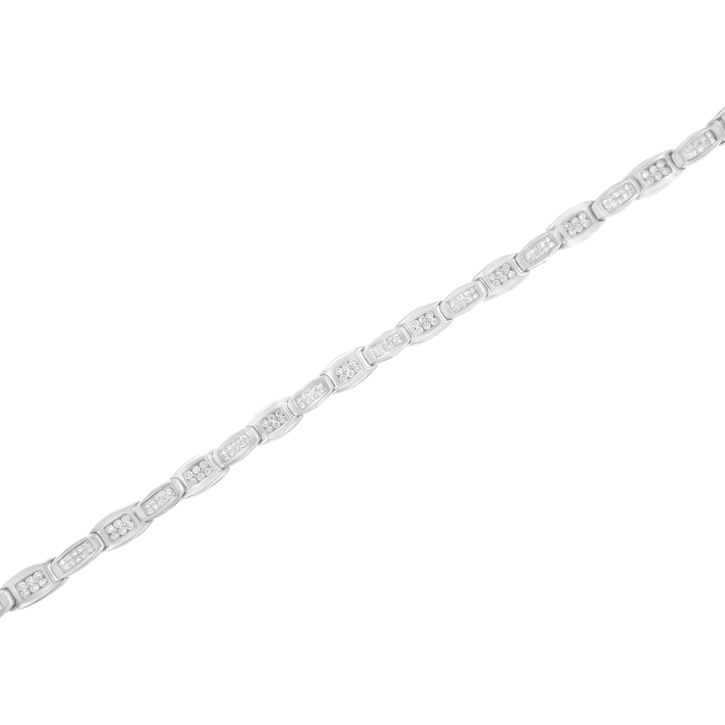 Pulsera de tenis de diamantes de oro blanco de 14K con eslabones acampanados