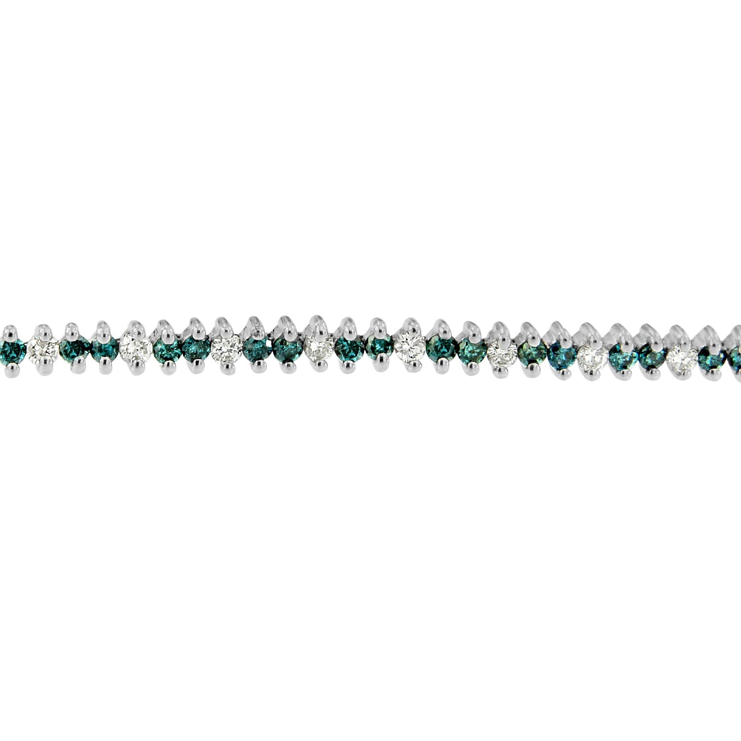 Pulsera de diamantes azules y blancos en oro blanco de 14 quilates