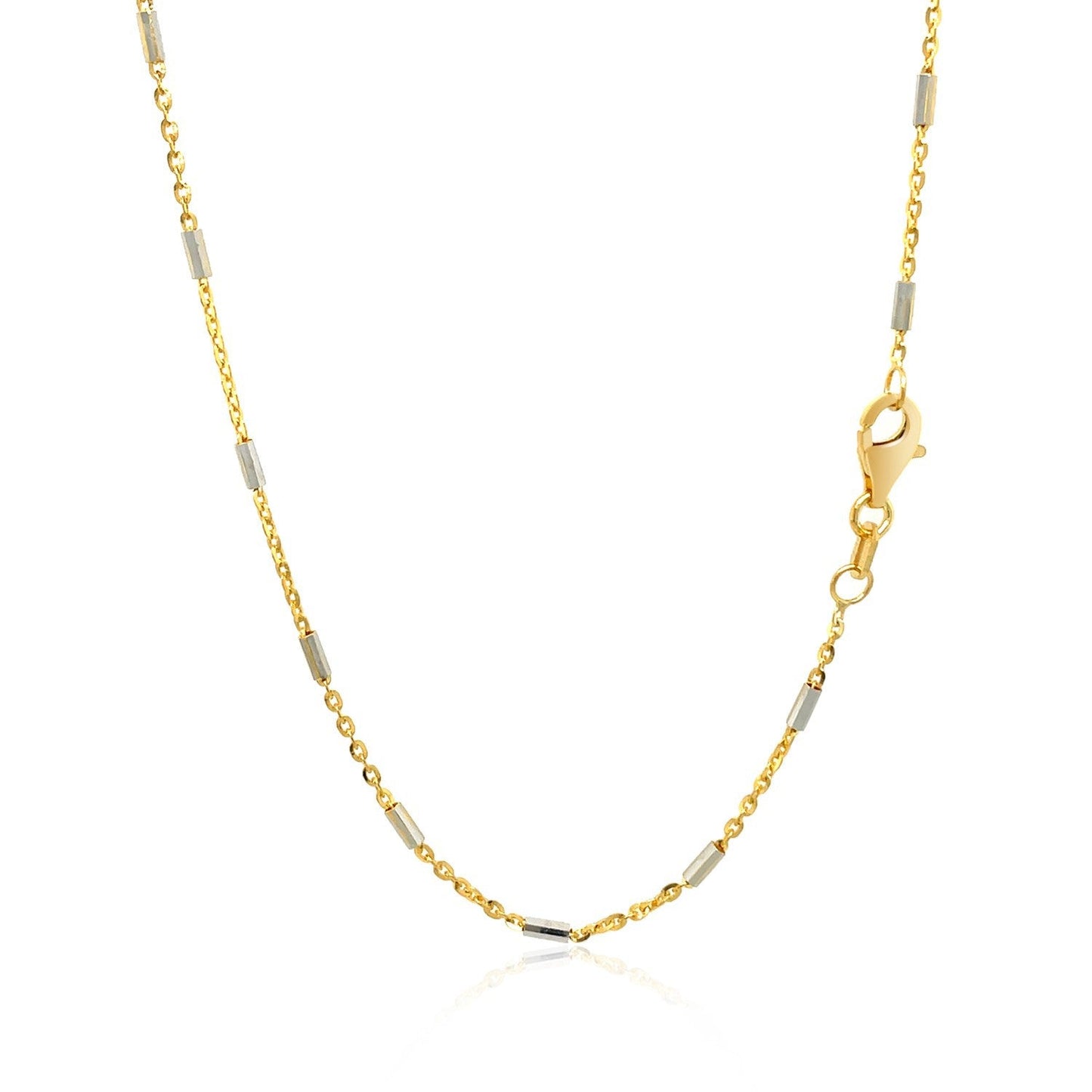 Cadena de Colgante de Enlaces de Barra de Oro de Dos Tonos de 14k (1.4mm)
