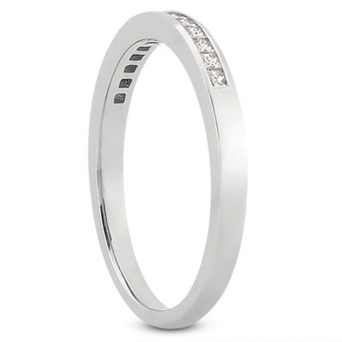 Bague de mariage en diamant princesse sertie en channel en or blanc 14k