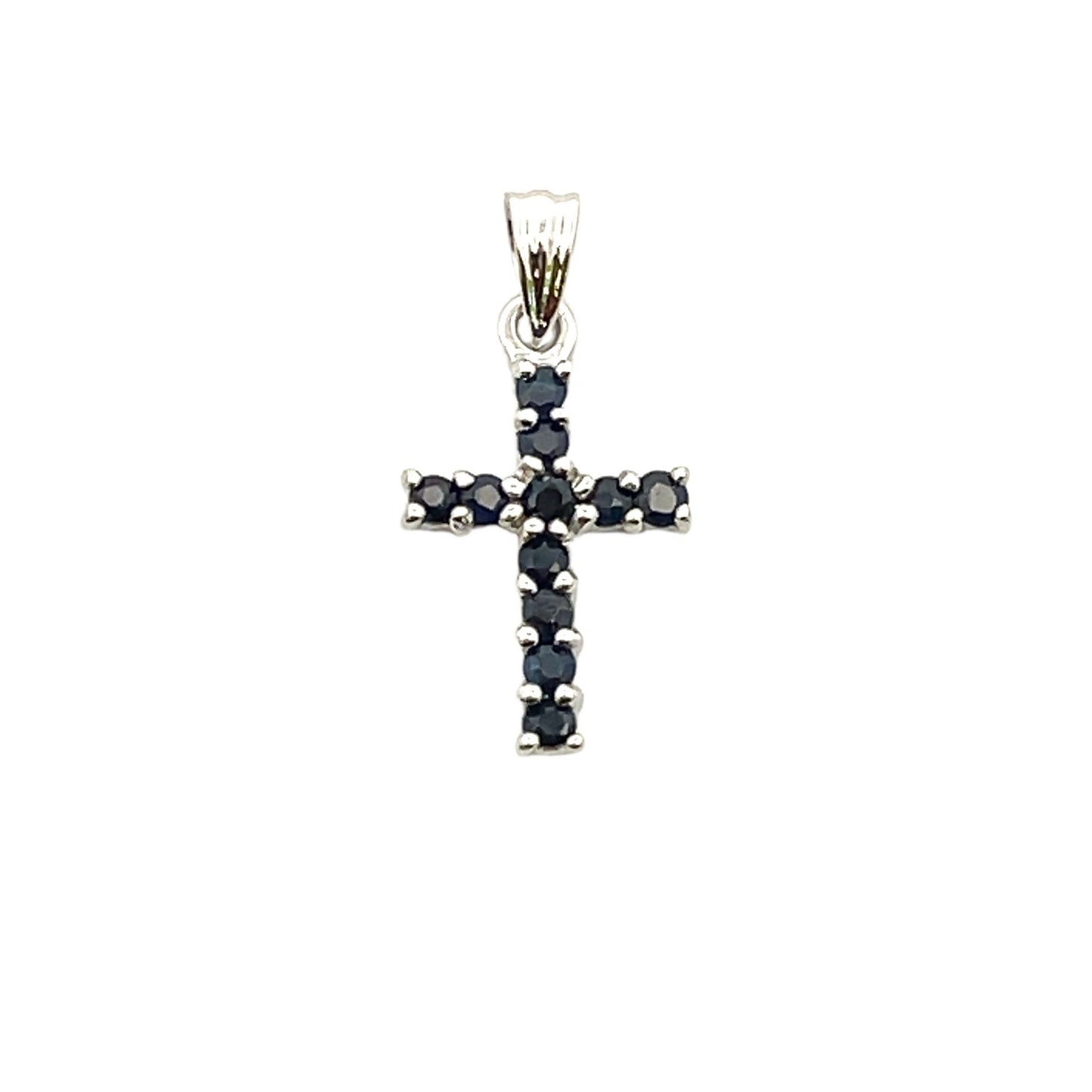 .21ct Sapphire Cross Pendant in 10KT White Gold