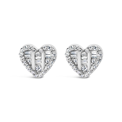 Pendientes de Diamante en Forma de Corazón Chapados en Oro de 14K