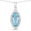 Pendentif en or blanc 14K avec aquamarine et diamants de 2,55 carats