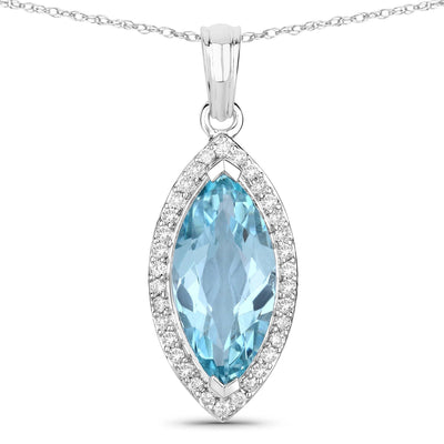 2.55 Carat Aquamarine and Diamond 14K White Gold Pendant