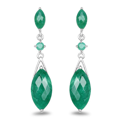 Elegant 8.52 Carat Dyed Emerald & Sterling Silver Earrings