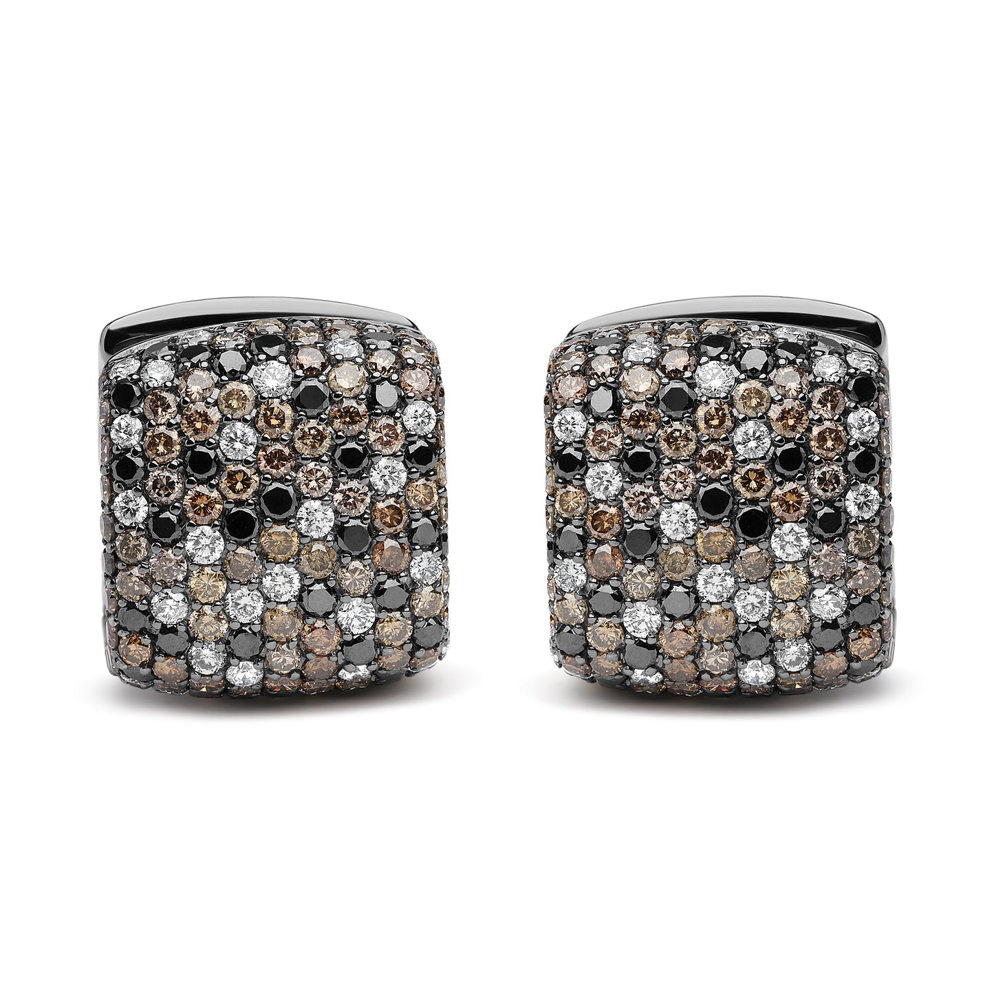 Pendientes de aro huggie de diamantes multicolores en oro blanco de 18K con baño de rodio negro