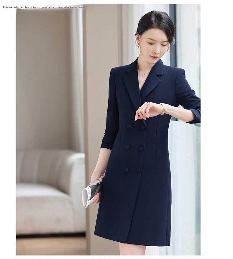 Robe de costume élégante à manches longues et longueur midi extensible