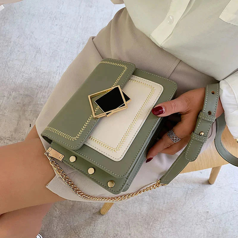 Bolso Cruzado de Cuero con Cadena Premium