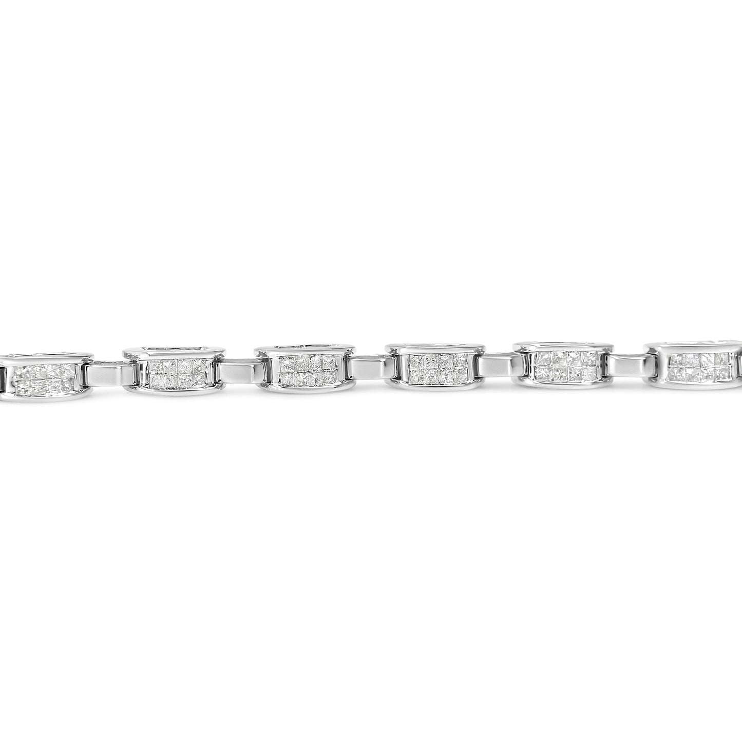 14K White Gold Princess Cut Invisible Set Diamond Bracelet - 7.25"