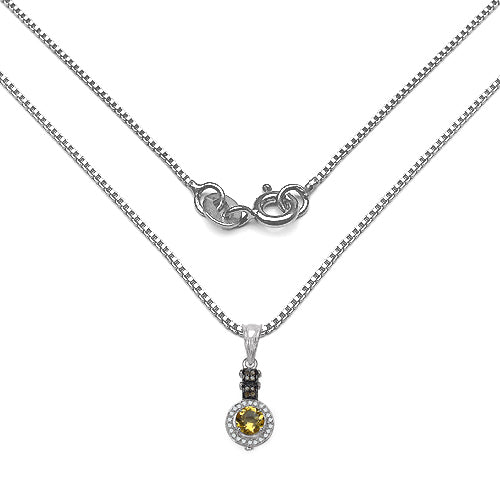 1.00 Carat Genuine Citrine & Diamond .925 Sterling Silver Pendant