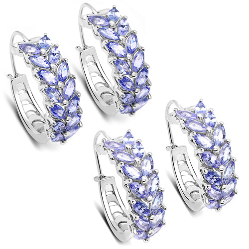 Pendientes de plata esterlina con tanzanita genuina de 3.92 quilates