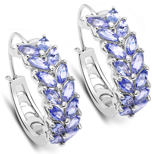 Pendientes de plata esterlina con tanzanita genuina de 3.92 quilates