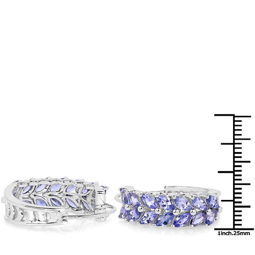 Pendientes de plata esterlina con tanzanita genuina de 3.92 quilates