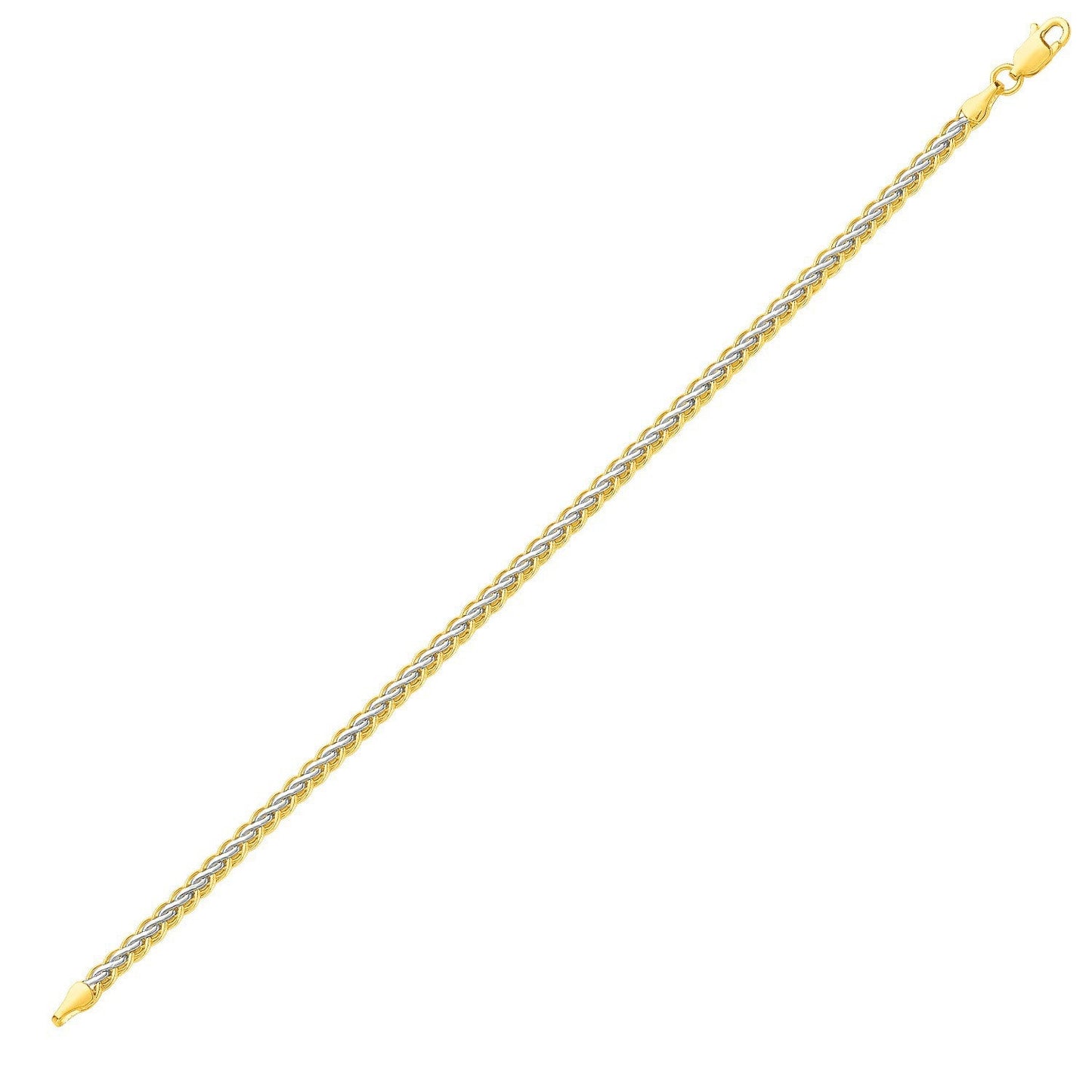 Bracelet en Chaîne de Blé Bicolore en Or 10k
