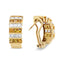 Boucles d'oreilles créoles huggie en or jaune 18K avec diamants taille princesse et saphirs jaunes