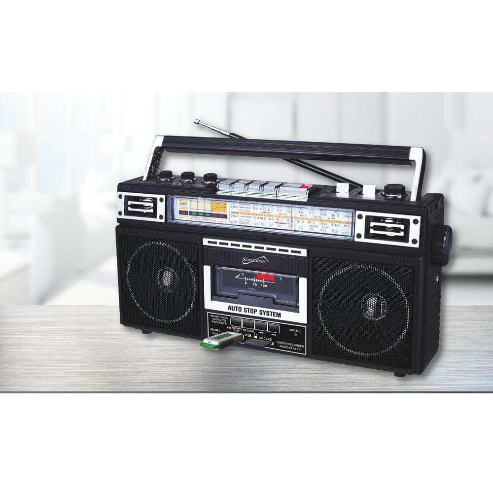 Supersonic 4 Band Bluetooth Radio & Cassette Player + Cassette To Mp3 Converter - Korvel