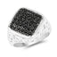 Anillo de Compromiso de Diamante Negro Genuino de 0.54 Quilates en Plata de Ley