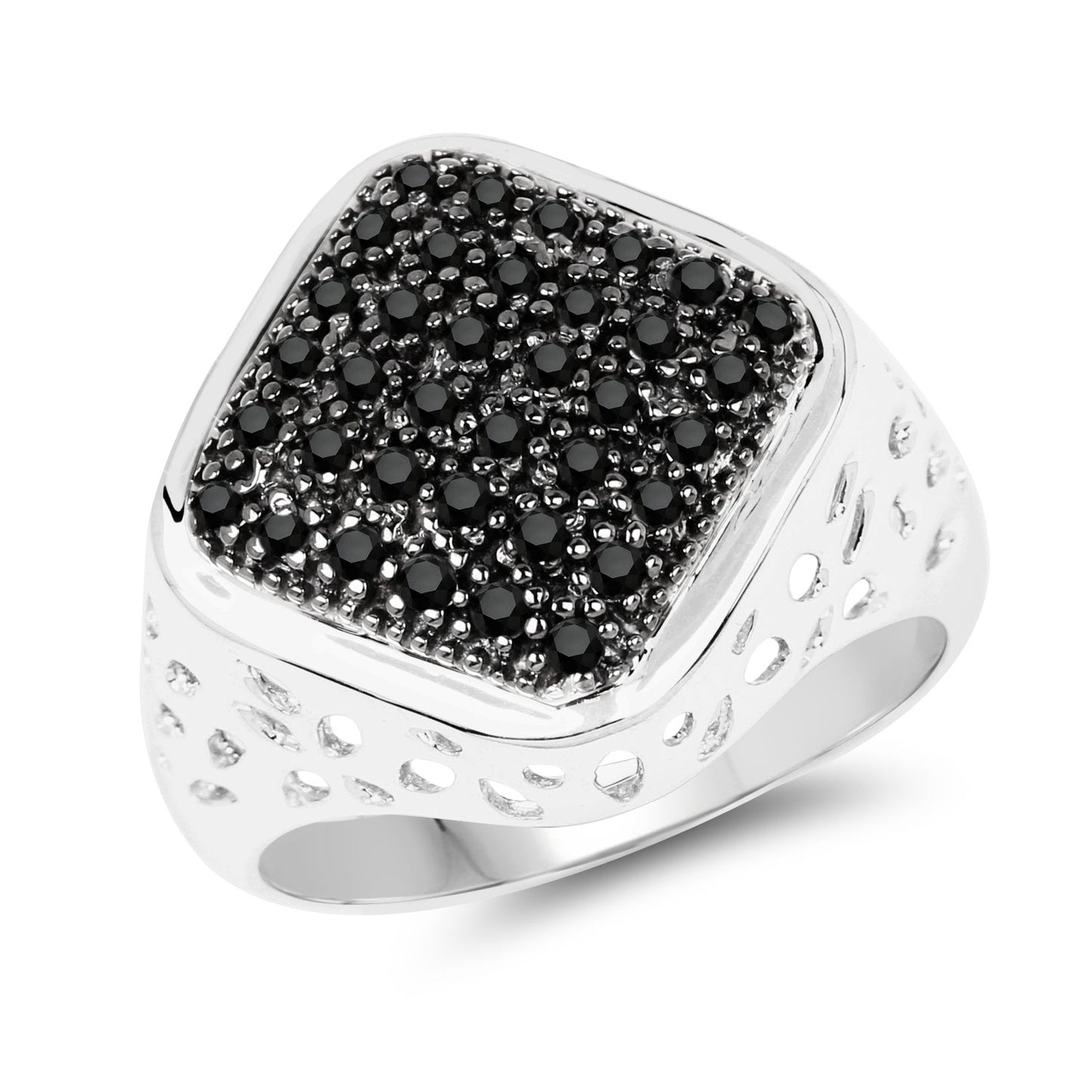 Anillo de Compromiso de Diamante Negro Genuino de 0.54 Quilates en Plata de Ley