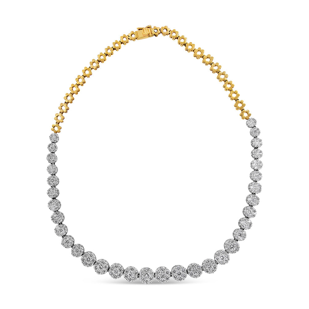 Collier Riviera en diamant pavé certifié IGI en or jaune 14K