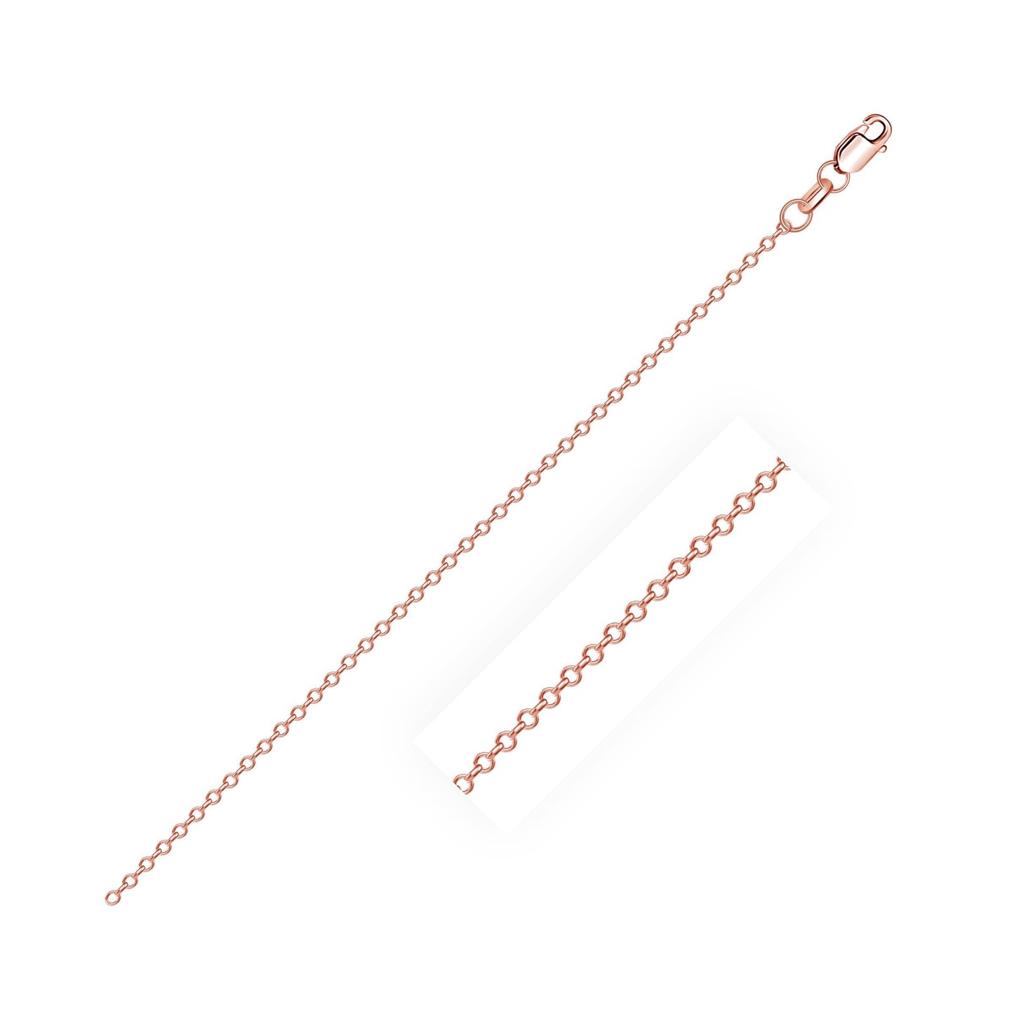 14k Rose Gold Diamond Cut Cable Link Chain - 0.8 mm
