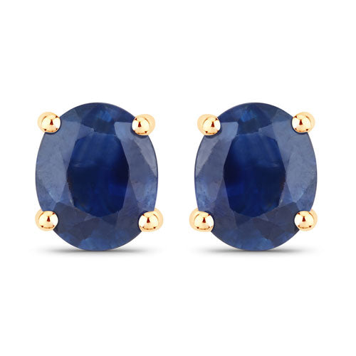 Pendientes de zafiro azul genuino de 0.68 quilates en oro amarillo de 14 quilates