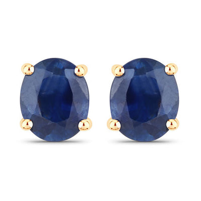 Pendientes de zafiro azul genuino de 0.68 quilates en oro amarillo de 14 quilates