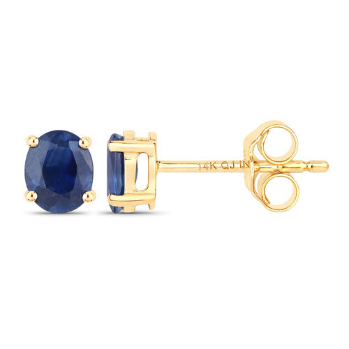 Pendientes de zafiro azul genuino de 0.68 quilates en oro amarillo de 14 quilates