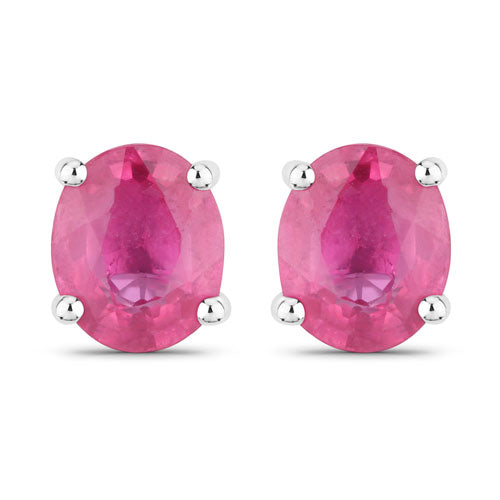 Boucles d'oreilles en or blanc 14K avec rubis véritable de 0,60 carat