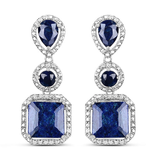 11.62 Carat Dyed Sapphire Sterling Silver Earrings