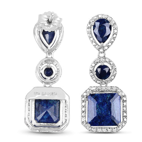 11.62 Carat Dyed Sapphire Sterling Silver Earrings