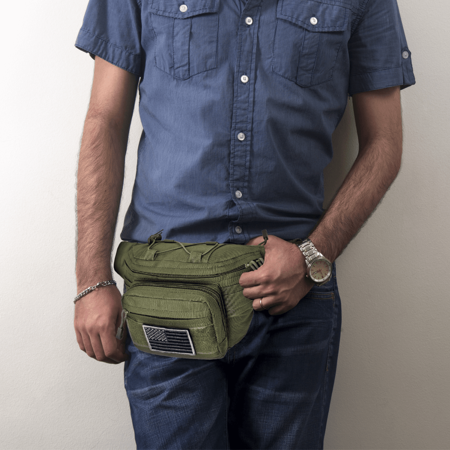 Bolsa de Cintura Táctica para Caza XGear con Parche de Bandera de EE. UU.