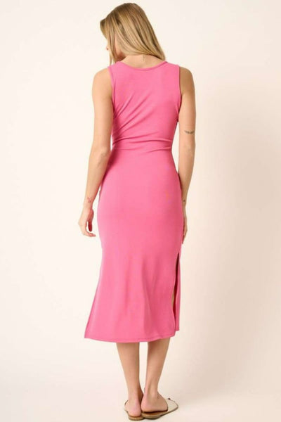 Side Slit Wide Strap Midi Tank Dress