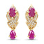Pendientes de Rubí y Diamante Blanco de 1.12 Quilates en Oro Amarillo de 14K