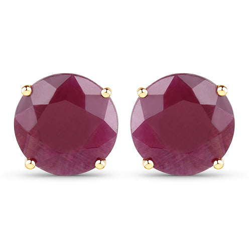 Boucles d'oreilles en rubis véritable de 7,40 carats en or jaune 14K