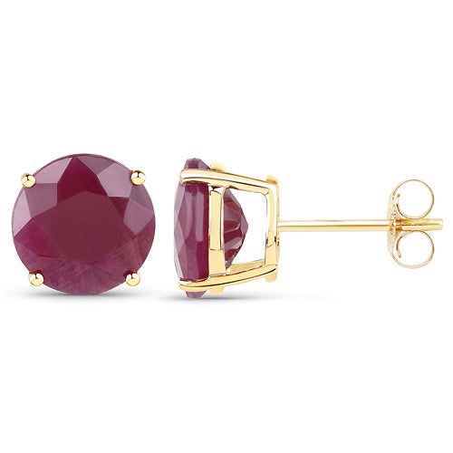 Boucles d'oreilles en rubis véritable de 7,40 carats en or jaune 14K