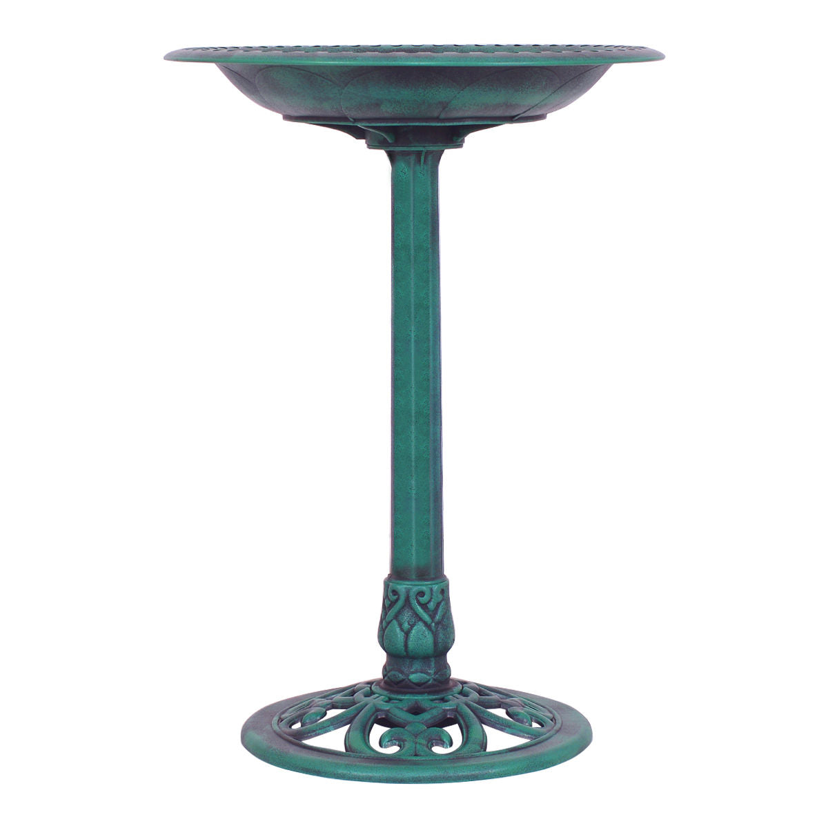 Elegant Green Pedestal Bird Bath Feeder for Gardens