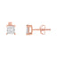 Boucles d'oreilles en diamant solitaire en or rose 14K plaqué deux tons