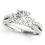 Anillo de Compromiso de Diamante Redondo de 3 Piedras con Shank Dividido de Oro Blanco de 14k