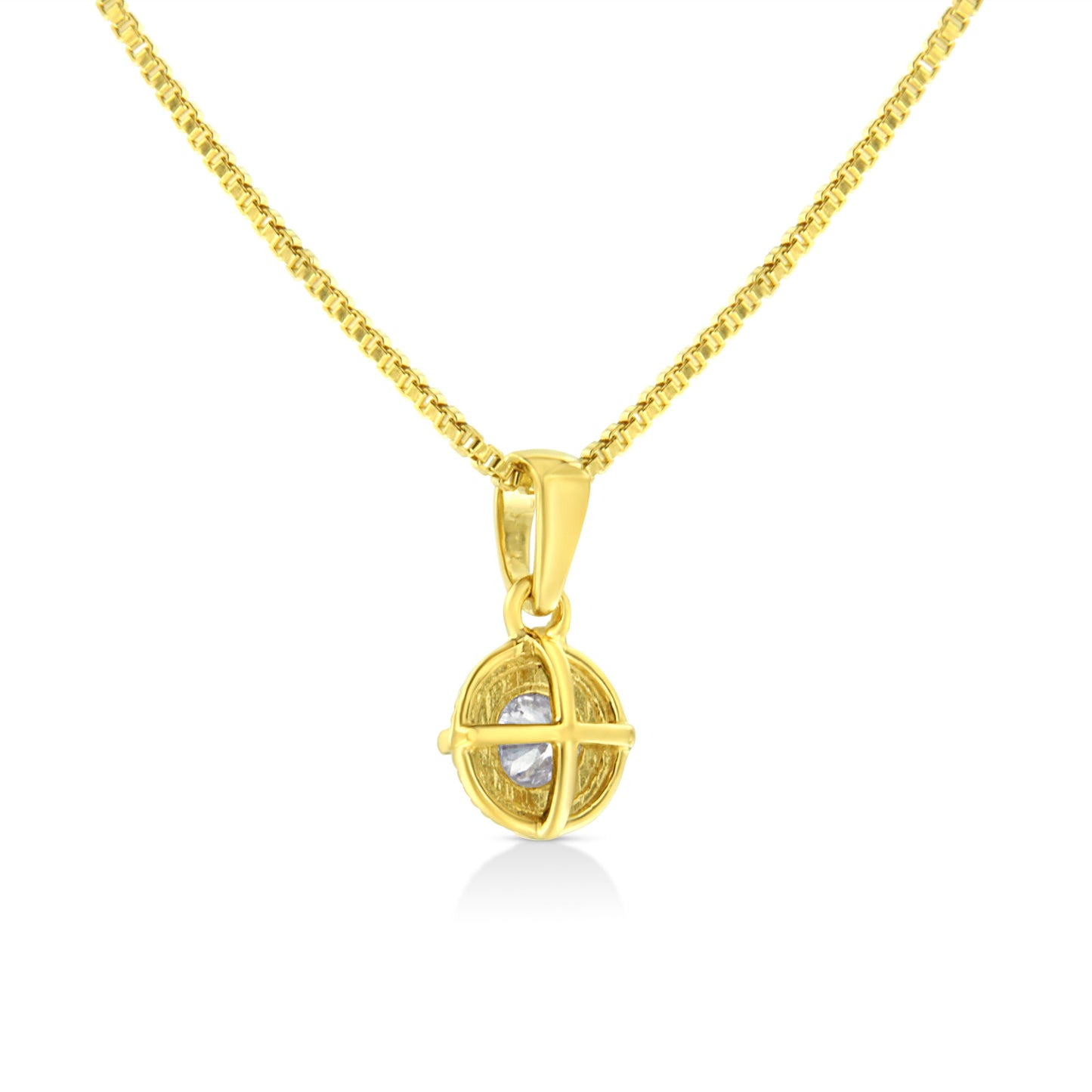 Collier Pendentif Solitaire en Argent Sterling Plaqué Or Jaune 14K avec Diamant