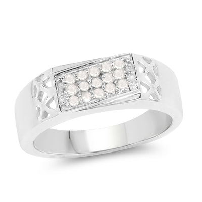 Anillo de Compromiso de Diamante Blanco Genuino de 0.23 Quilates en Plata de Ley