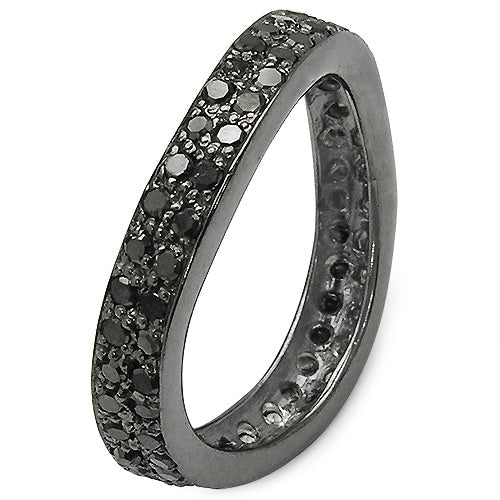 1.11 Carat Genuine Black Diamond Sterling Silver Engagement Ring