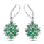 Boucles d'oreilles en émeraude zambienne véritable de 3,04 carats et zircon blanc