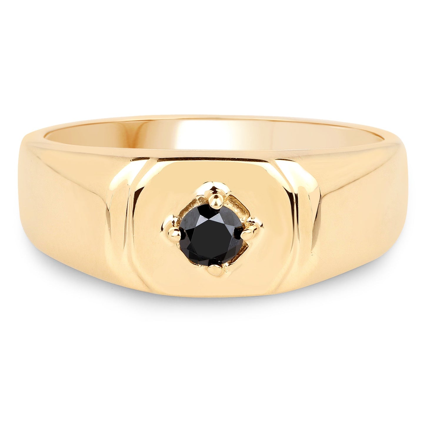 Bague Solitaire en Diamant Noir Plaqué Or Jaune 14K