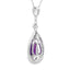 Colgante de moda de diamante de amatista en oro blanco de 14 quilates