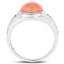 Anillo de 6.59 quilates de piedra lunar melocotón genuina y topacio blanco