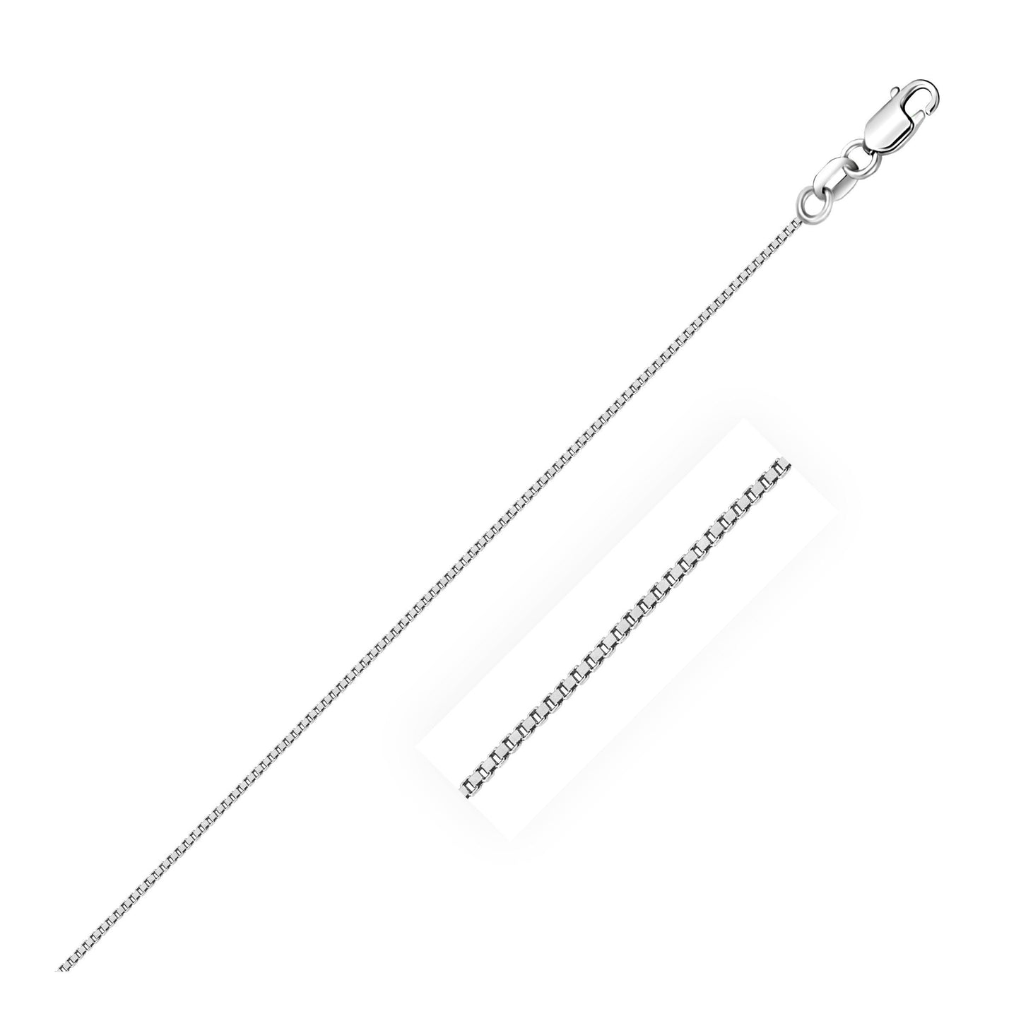 18k White Gold Box Chain - 0.6mm Elegance