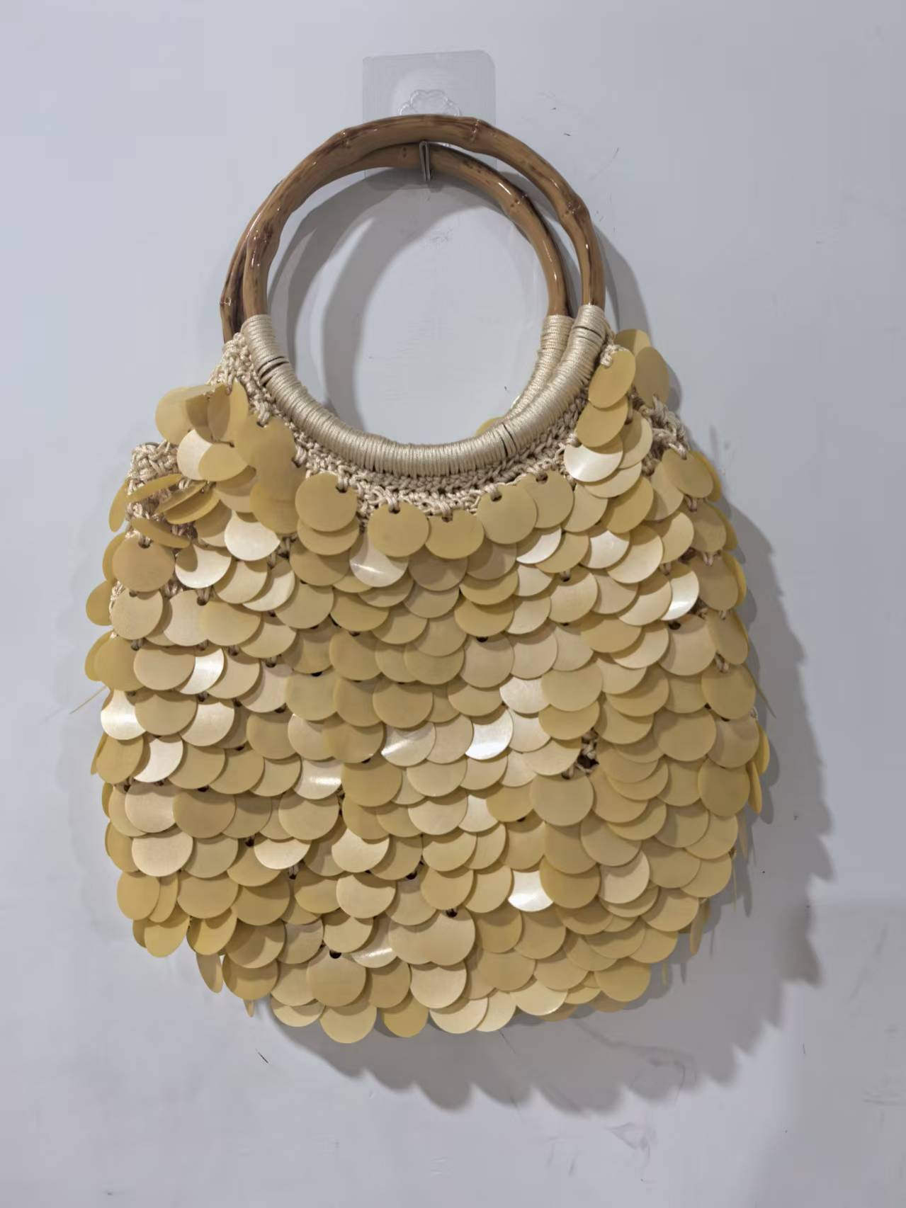 High-End Handmade Natural Sequin Shoulder Bag for Women