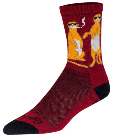 SockGuy Crew Kool Kats Socks - Burgundy Small/Medium